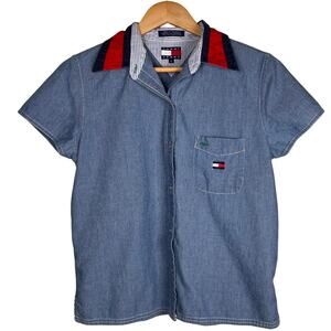 Tommy Hilfiger Jeans Womens Vintage Denim Button Down Shirt Size 6